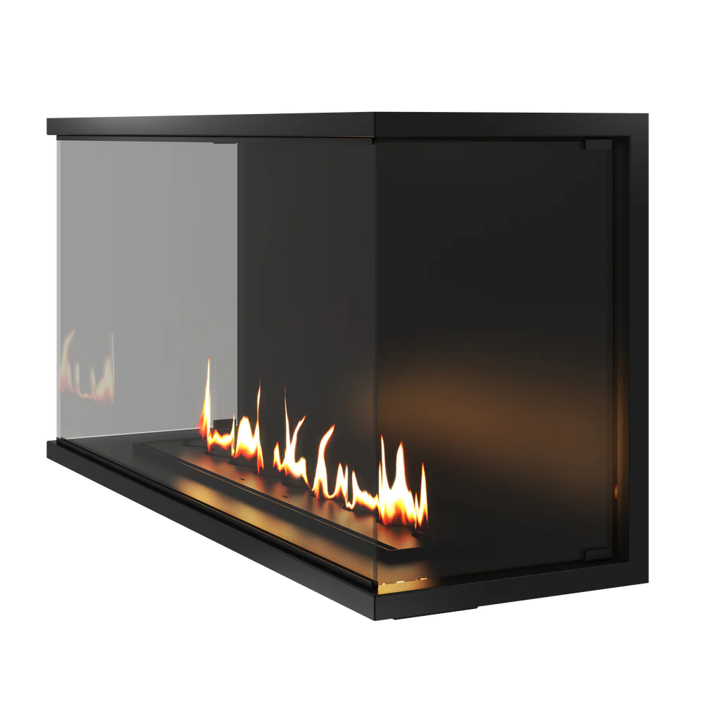 Made Three-sided Built-in Fireplace Full Glass 130 cm
