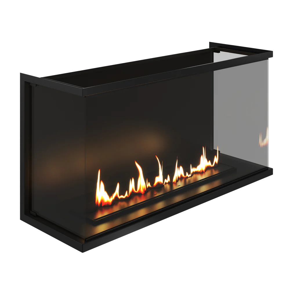 Made Three-sided Built-in Fireplace Full Glass 130 cm