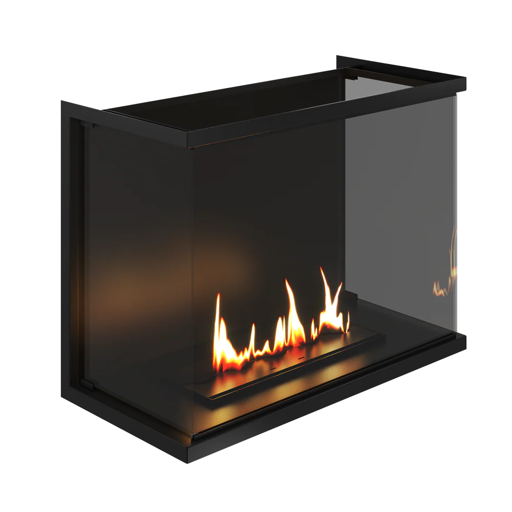 Made Three-sided Built-in Fireplace Full Glass 90 cm