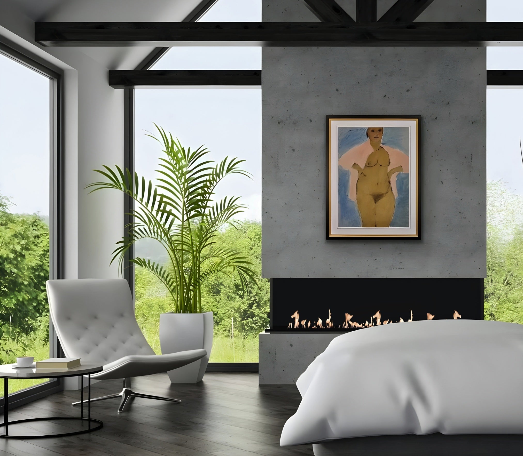Made Three-sided built-in fireplace 130 cm