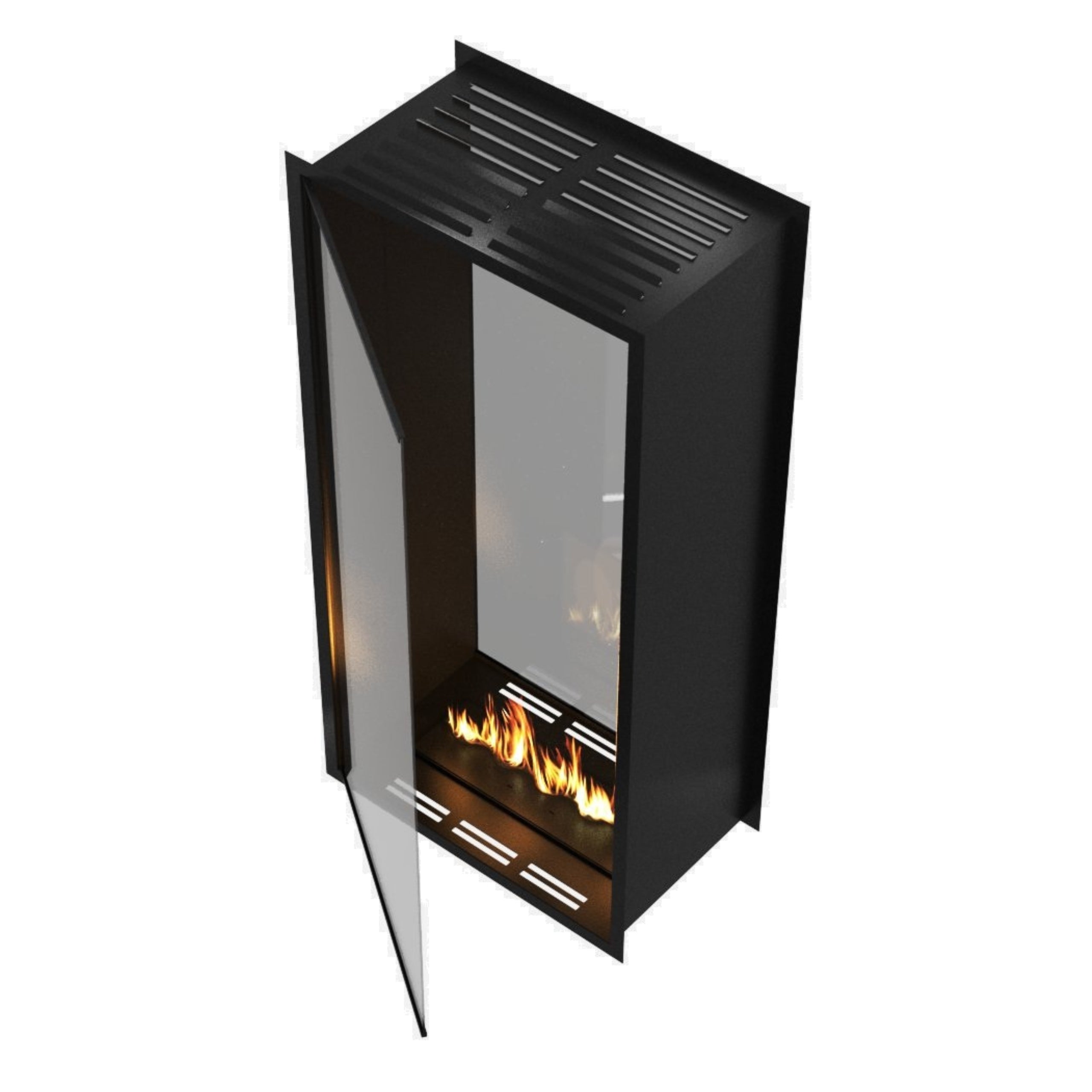 Fame Vertical See-through Fireplace With Full Glass 70 x 120 cm