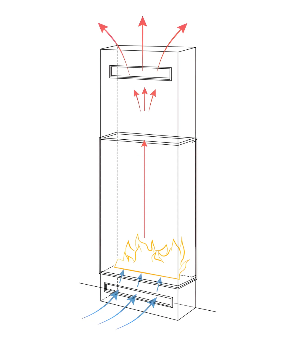 Fame Vertical See-through Fireplace With Full Glass 70 x 120 cm