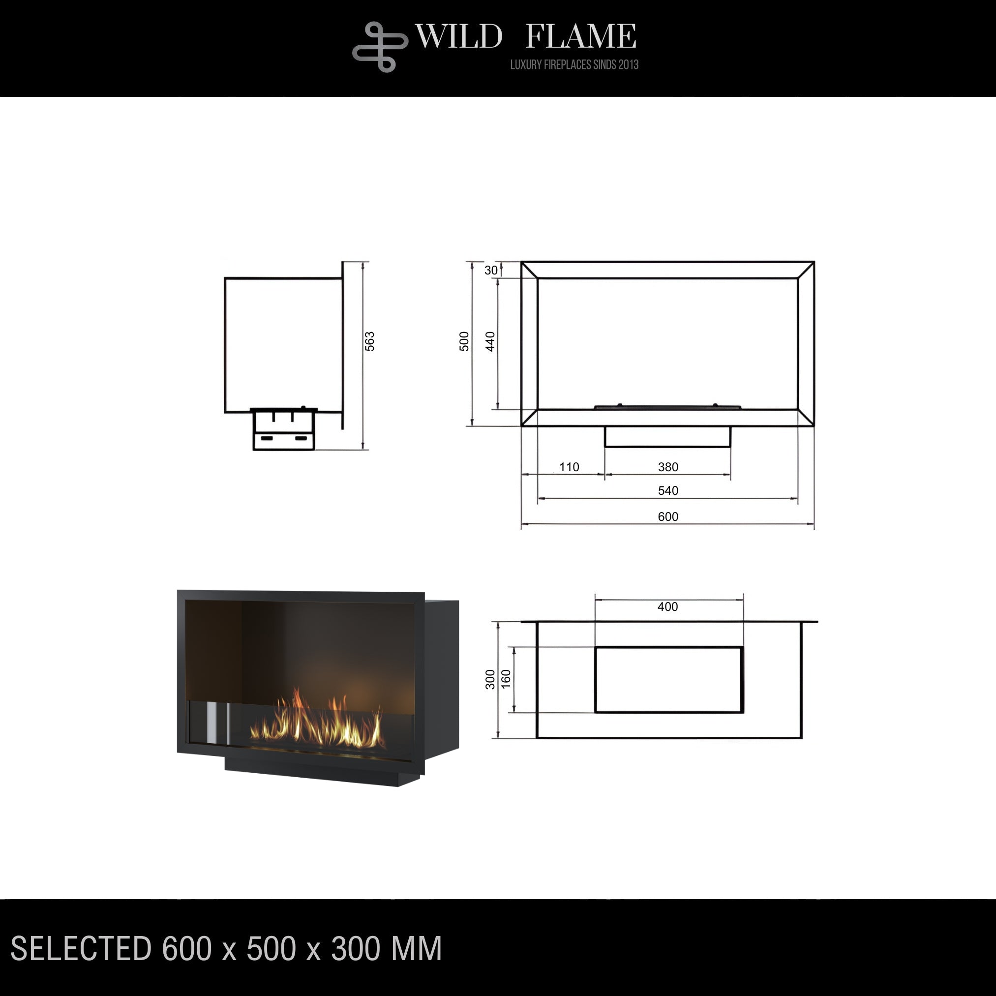 Selected Built-in Fireplace 60 cm