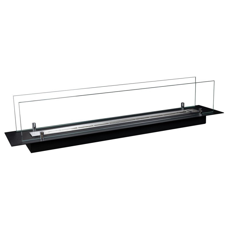 Bio Ethanol Built-In Insert Burner Black With Glas 99 cm