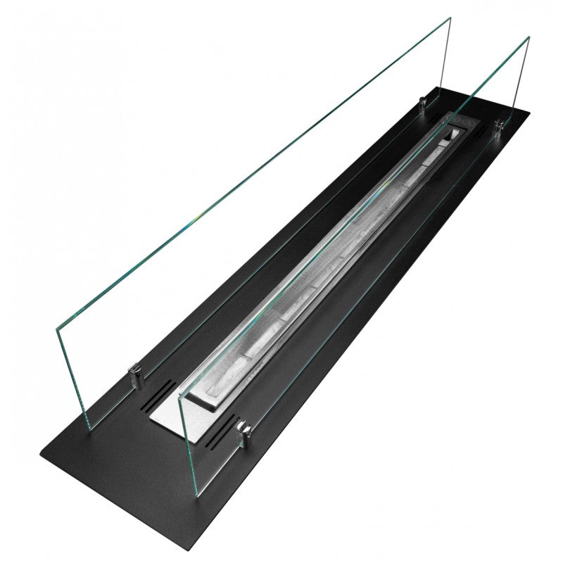 Bio Ethanol Built-In Insert Burner Black With Glas 99 cm