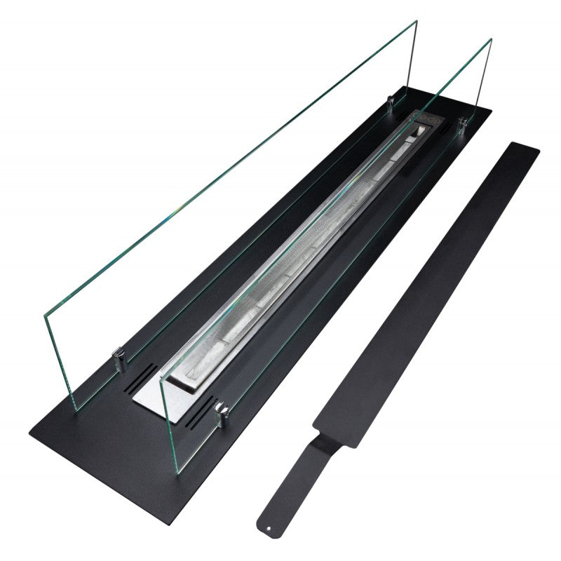 Bio Ethanol Built-In Insert Burner Black With Glas 99 cm