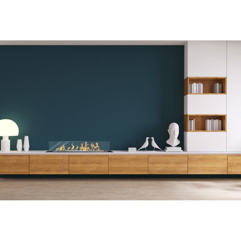Bio Ethanol Built-In Insert Burner Black With Glas 99 cm