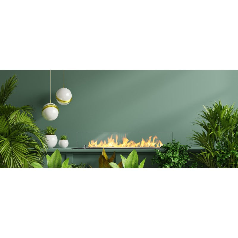 Bio Ethanol Built-In Insert Burner Black With Glas 99 cm