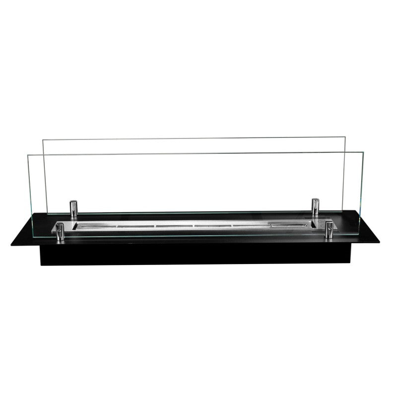 Bio Ethanol Built-In Insert Burner Black With Glas 99 cm