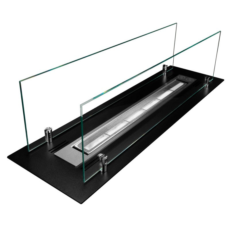 Bio Ethanol Built-In Insert Burner Black With Glas 99 cm