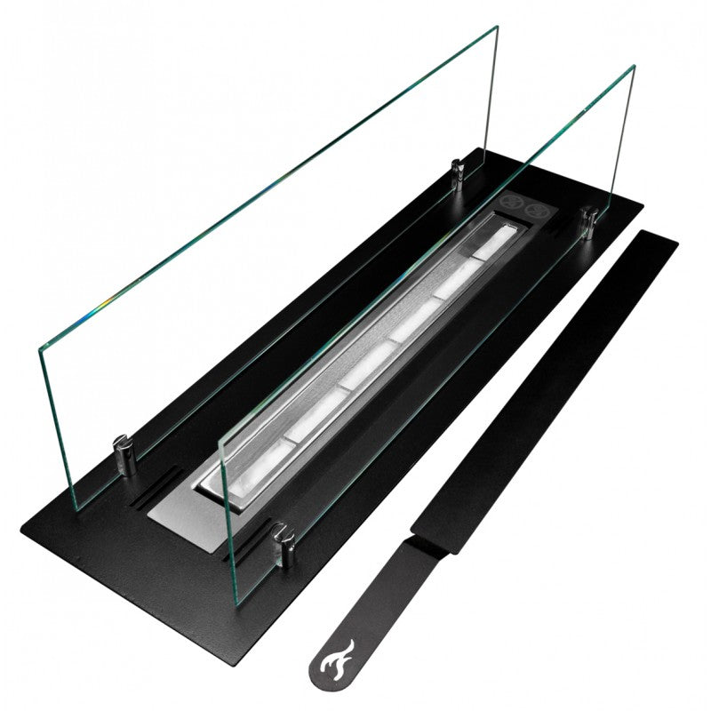 Bio Ethanol Built-In Insert Burner Black With Glas 99 cm
