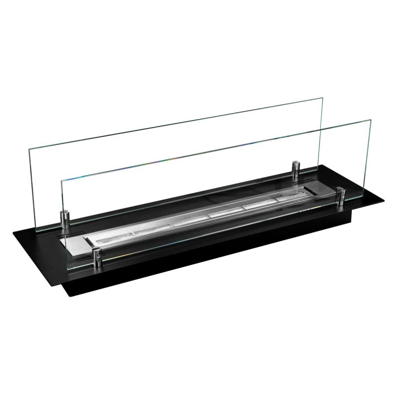 Bio Ethanol Built-In Insert Burner Black With Glas 99 cm