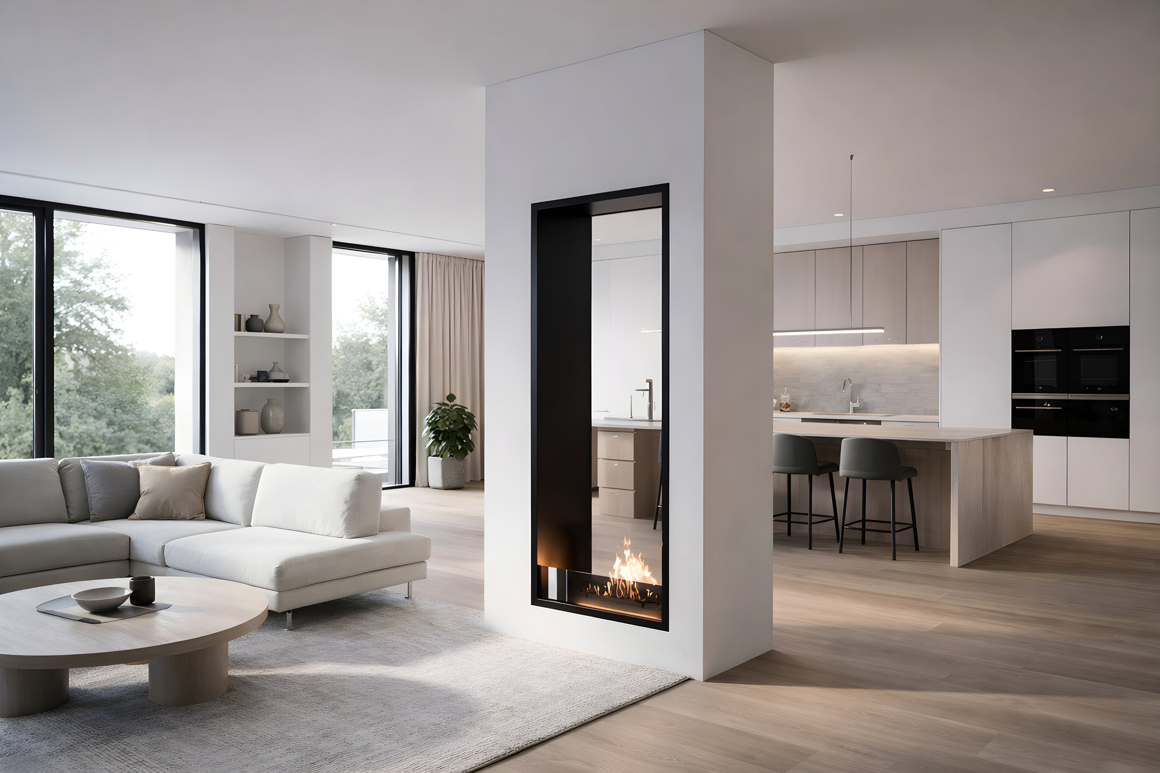 Fame Vertical See-Through Bio Ethanol Fireplace 70 x 120 cm