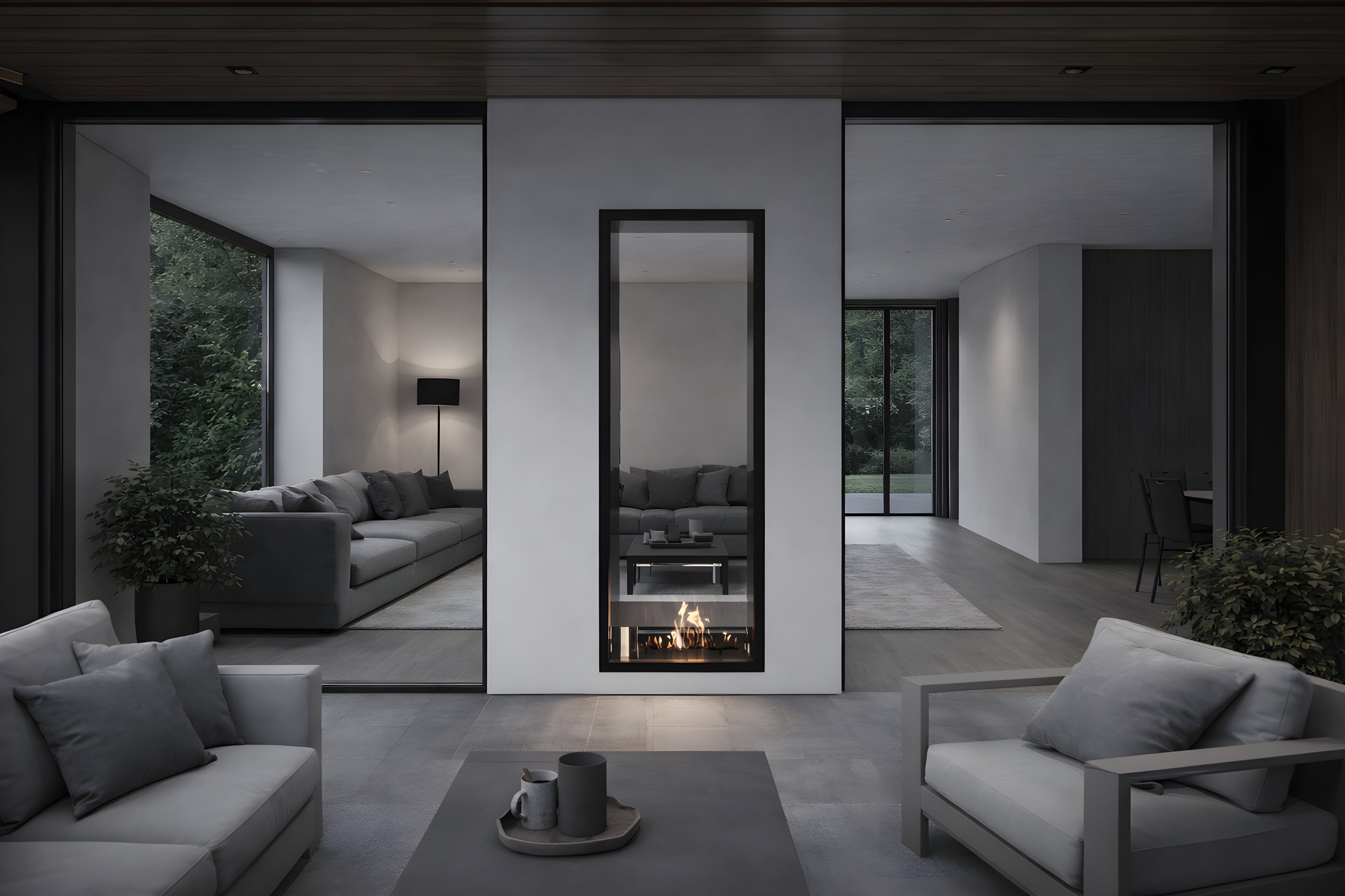 Fame Vertical See-Through Bio Ethanol Fireplace 60 x 120 cm