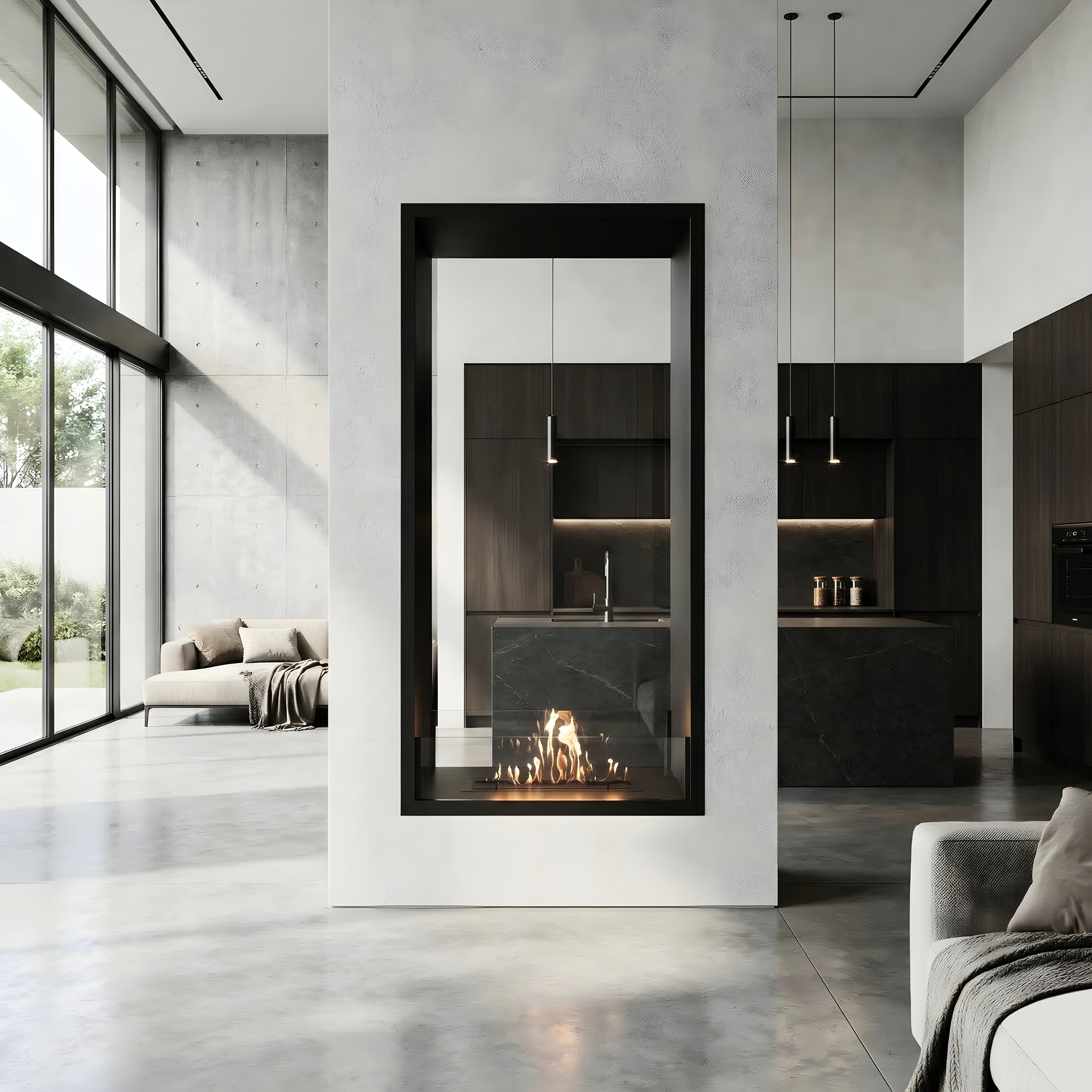 Fame Vertical See-Through Bio Ethanol Fireplace 80 x 120 cm