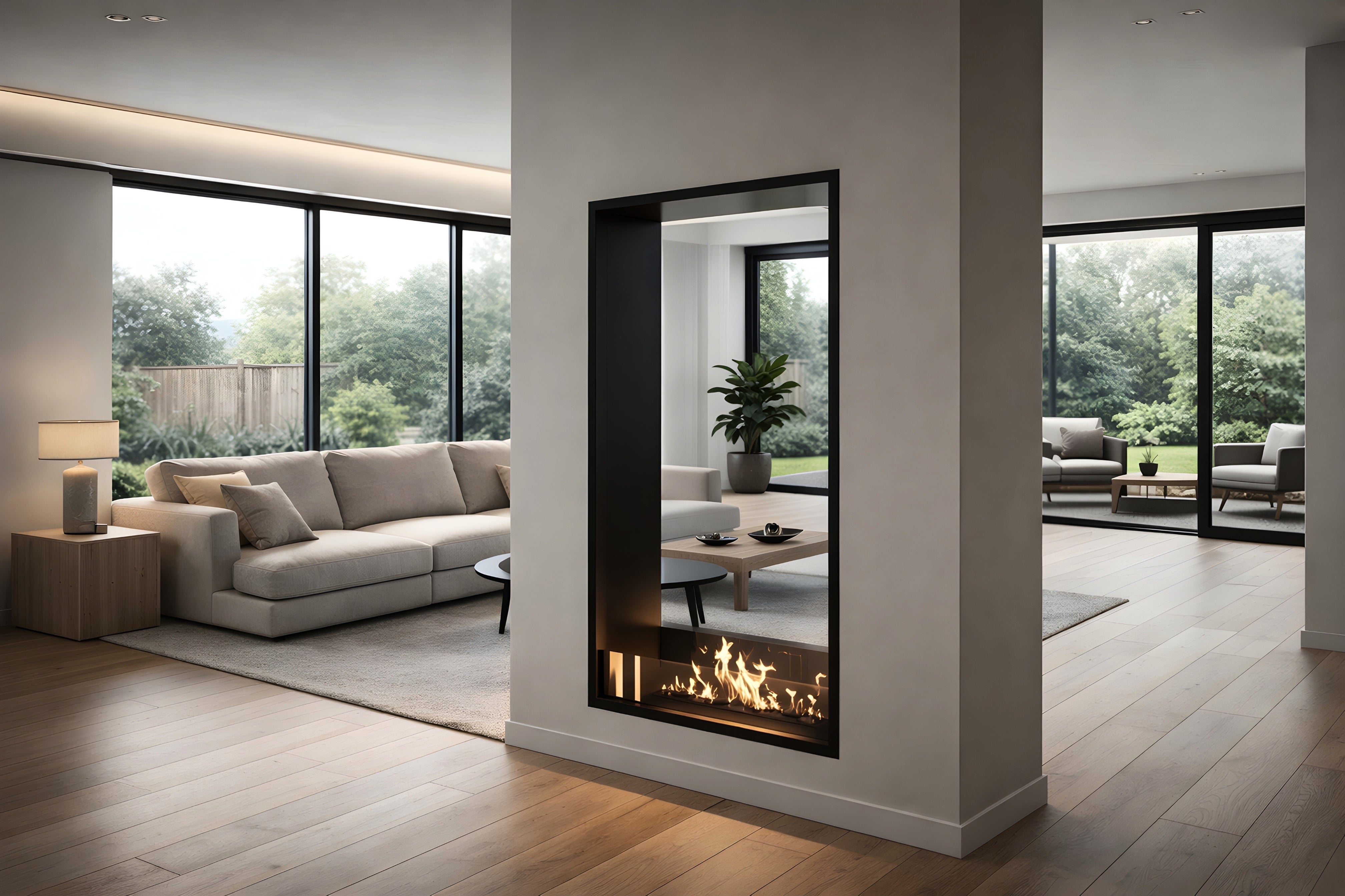 Fame Vertical See-Through Bio Ethanol Fireplace 90 x 120 cm