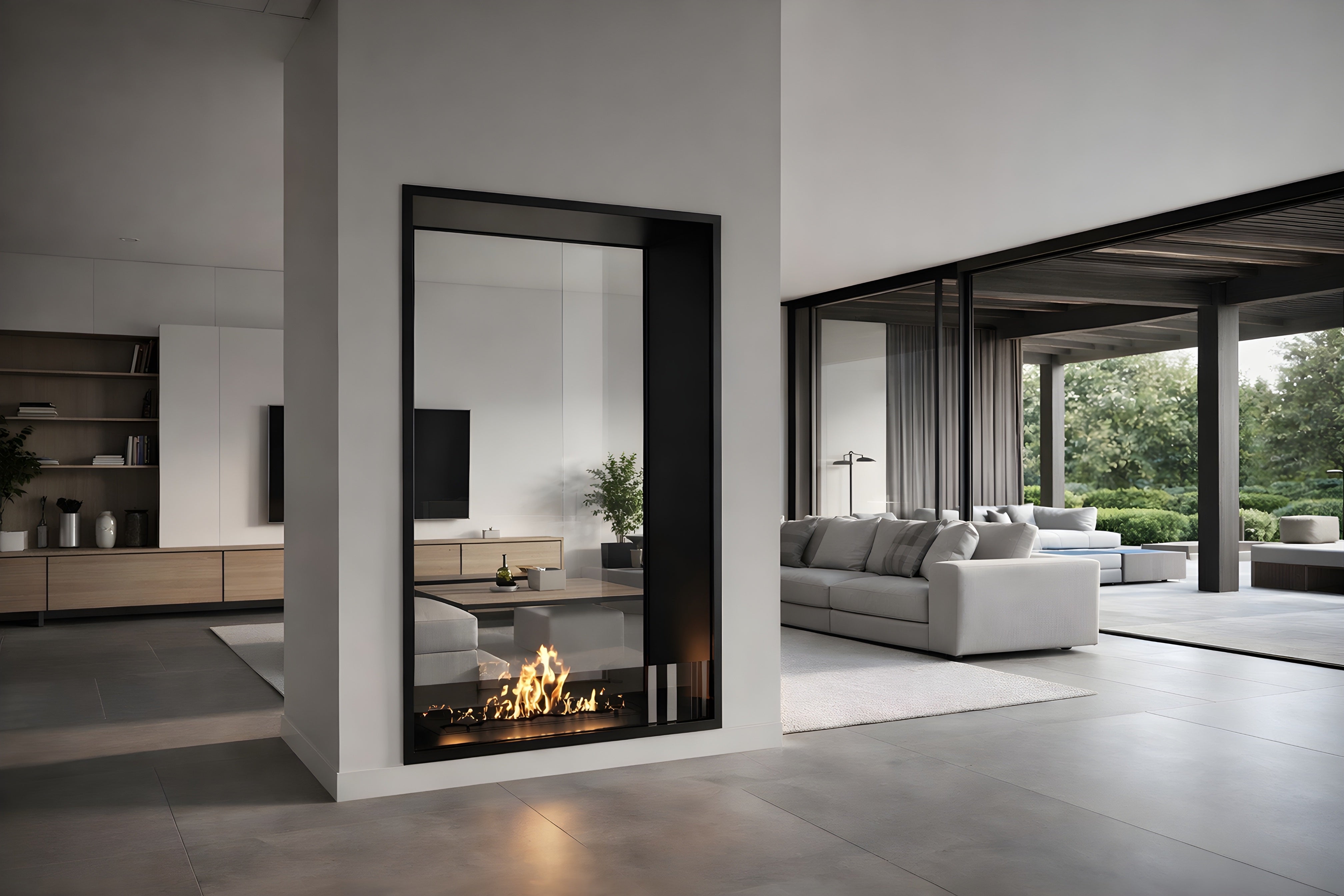Fame Vertical See-Through Bio Ethanol Fireplace 90 x 120 cm