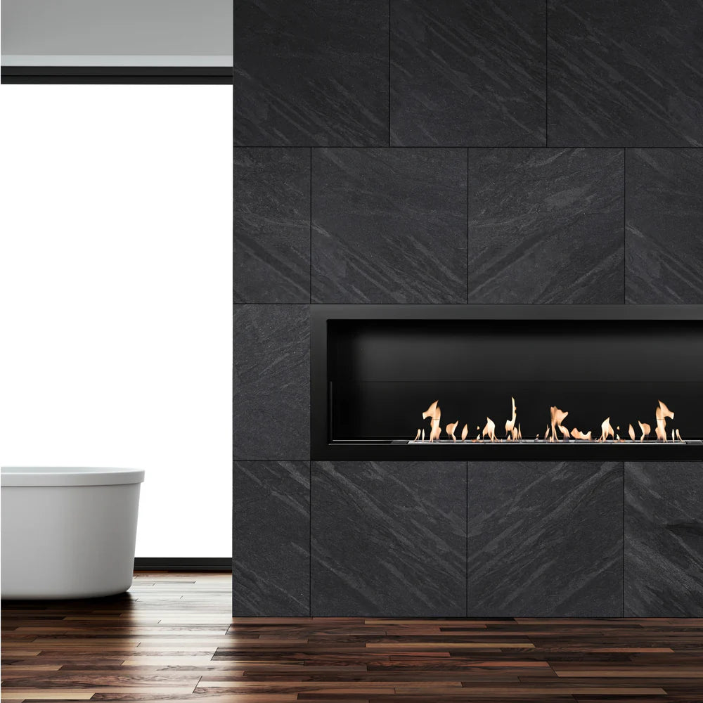 Bio Ethanol Built-In Fireplace Black 120 cm