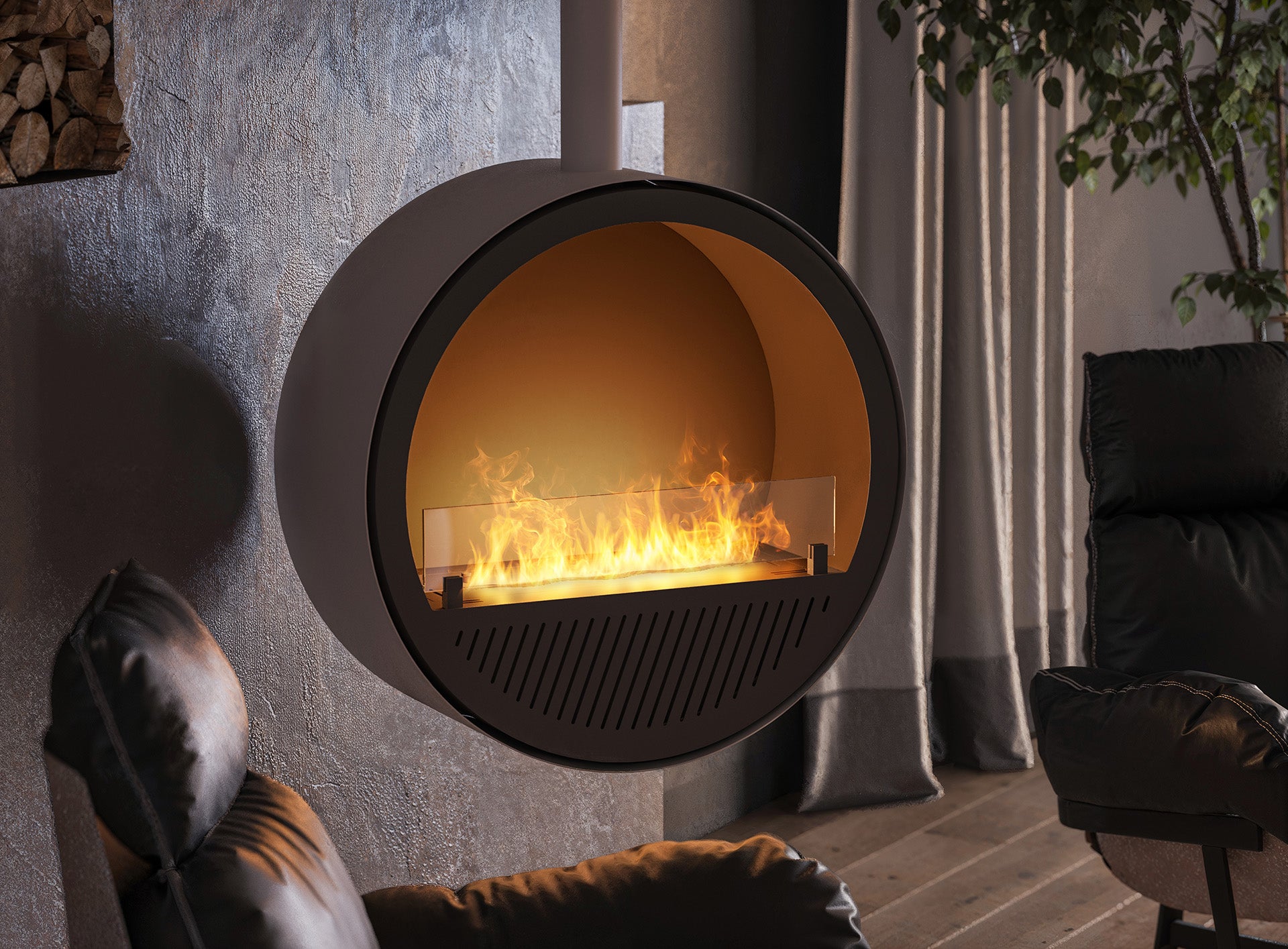 Incycle Slim Black Bio-ethanol Ceiling Fireplace