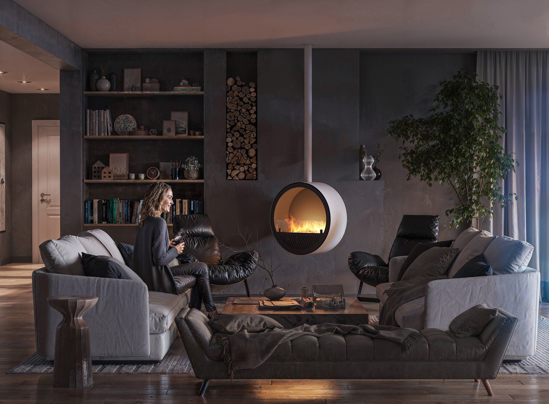 Incycle Slim White Bio-ethanol Ceiling Fireplace