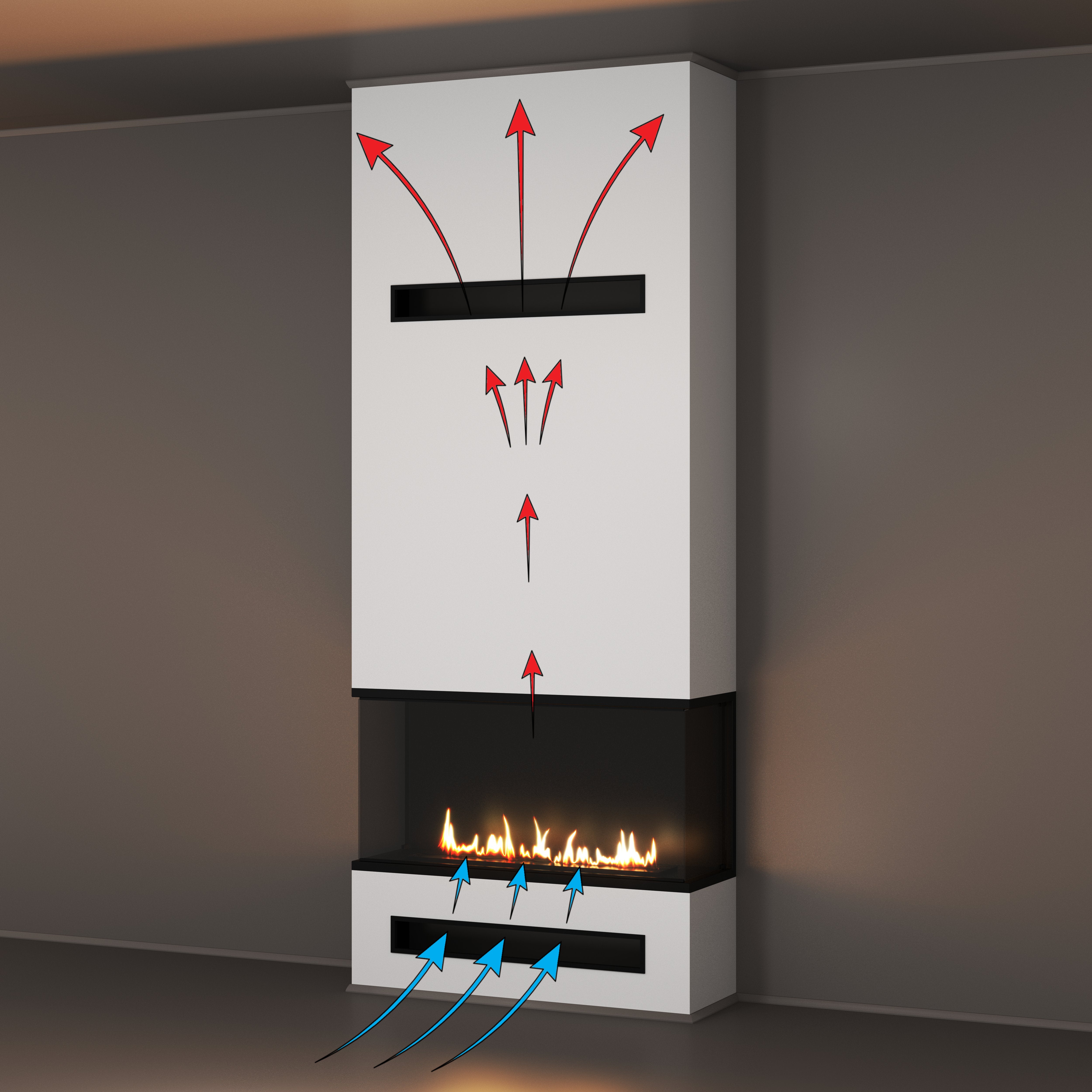 Made Three-sided Built-in Fireplace Full Glass 150 cm