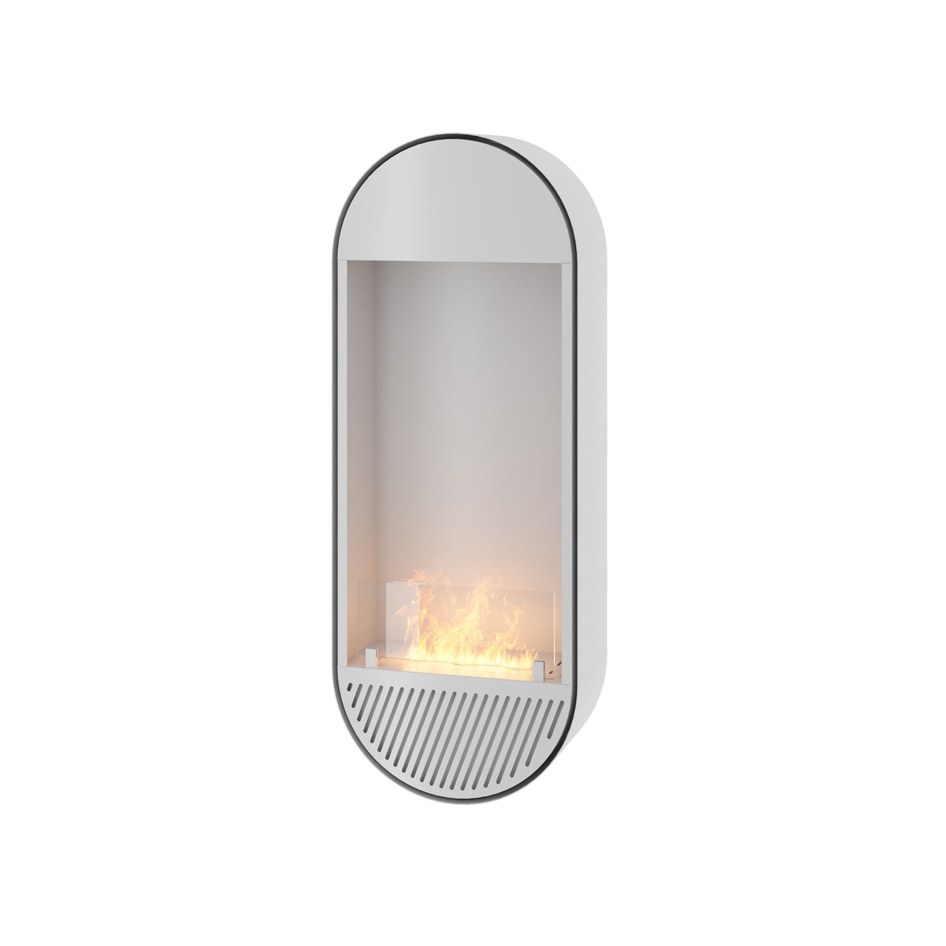 Incyrcle Slim Vertical Wall Mounting Fireplace White H72 cm