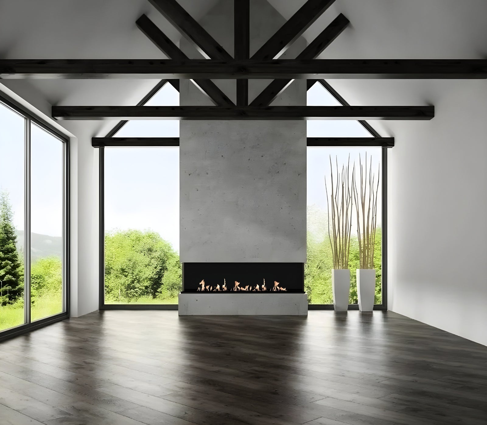 Made Three-sided built-in fireplace 120 cm