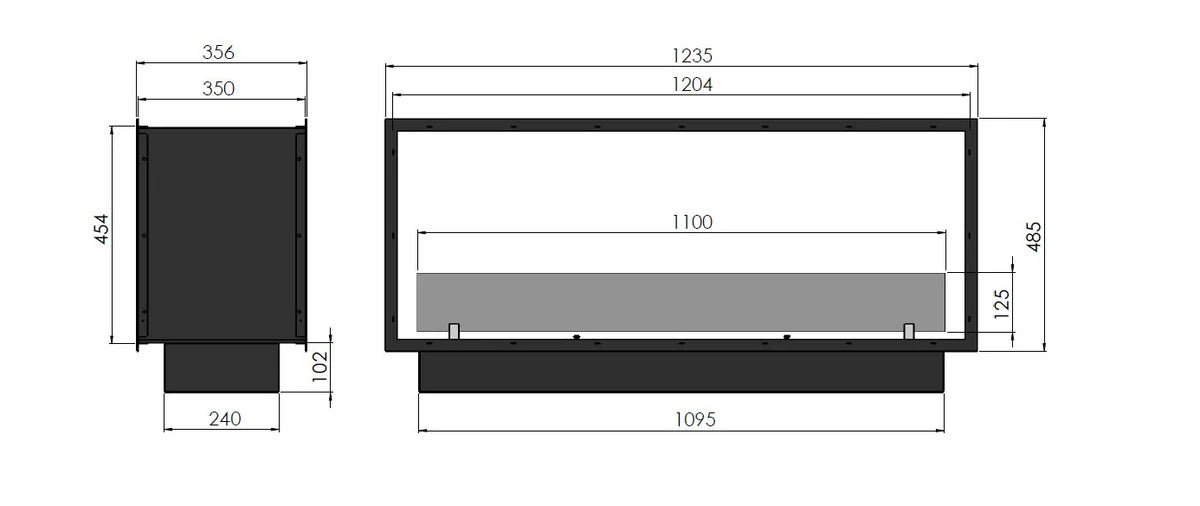 2SIDE SLIM See-Through Fireplace 120 cm