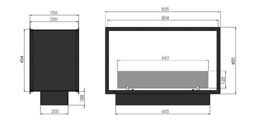 2SIDE SLIM See-Through Fireplace 80 cm