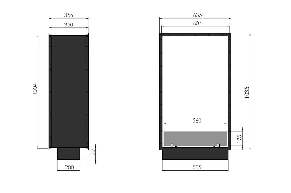 Vertical Slim See-through Fireplace H100 CM