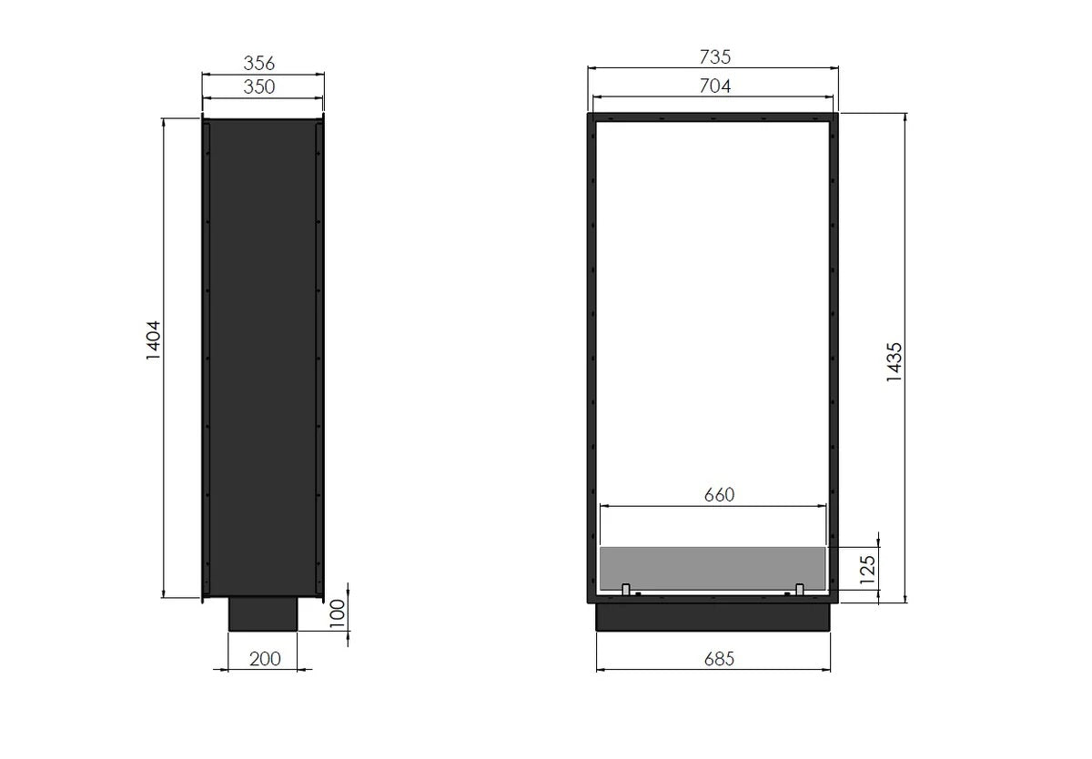 Vertical Slim See-through Fireplace H140 CM