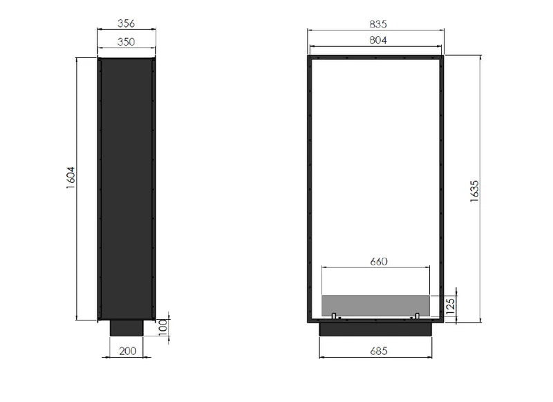 Vertical Slim See-through Fireplace H160 CM