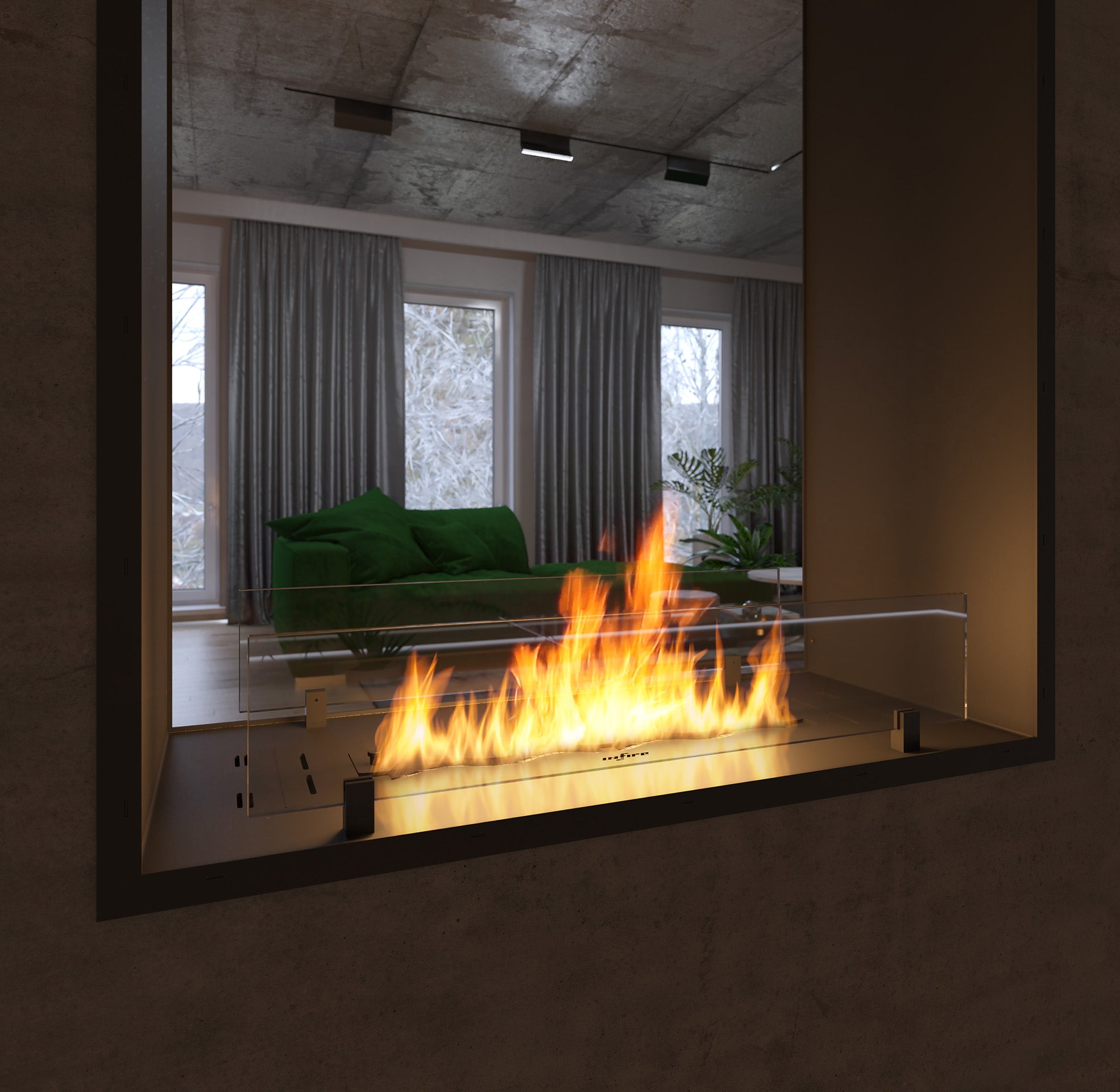 Vertical Slim See-through Fireplace H140 CM