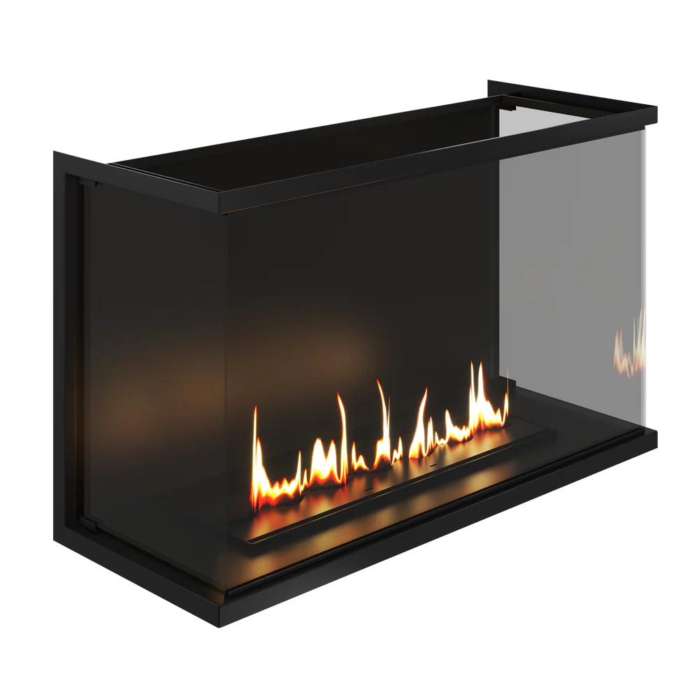 Made Three-sided Built-in Fireplace Full Glass 100 cm