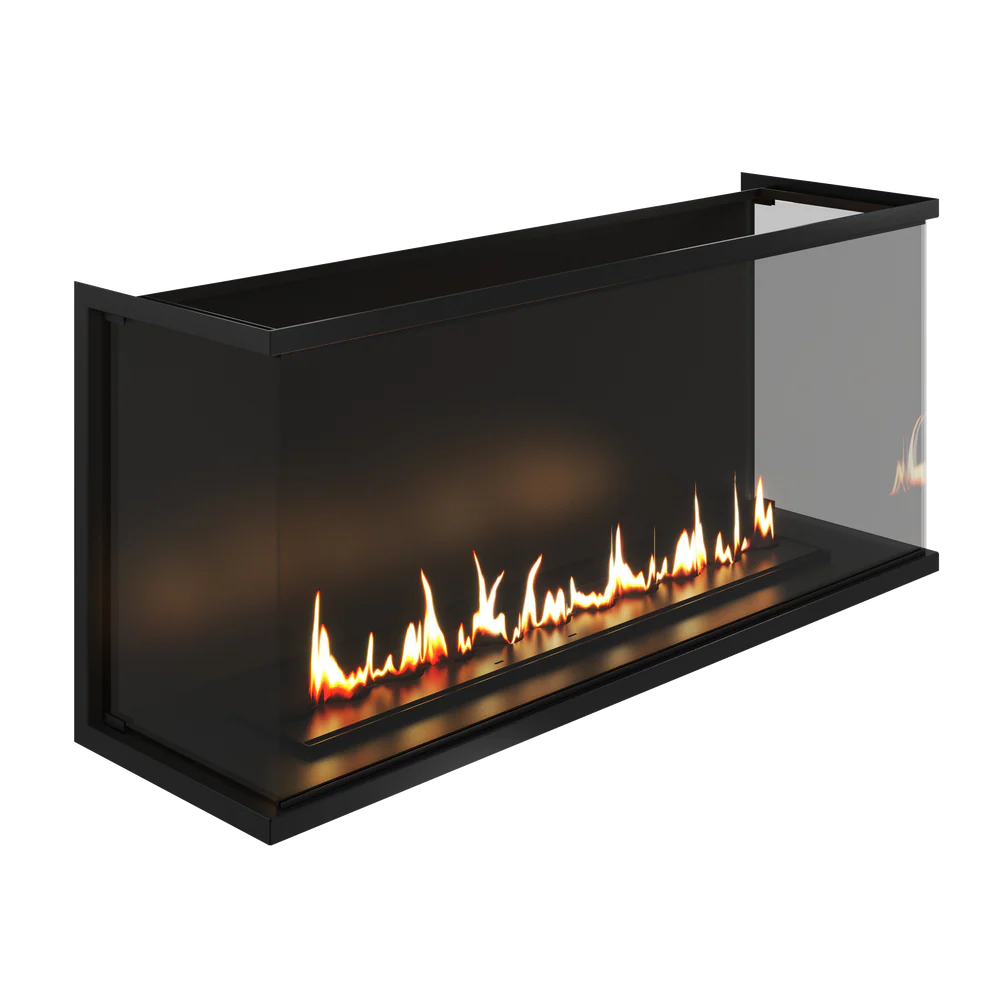 Image of Made Three-sided Built-in Fireplace Full Glass 140 cm