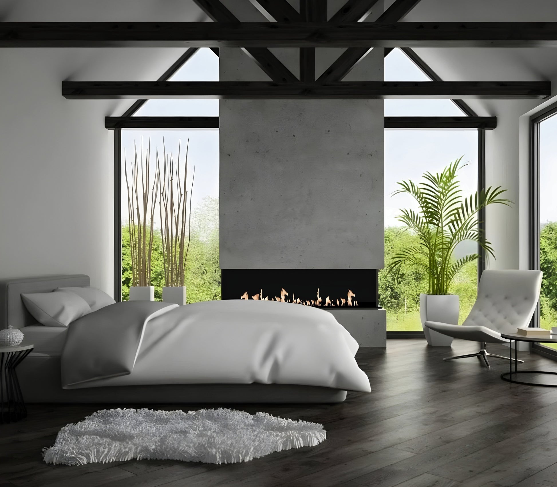 Made Three-sided built-in fireplace 110 cm