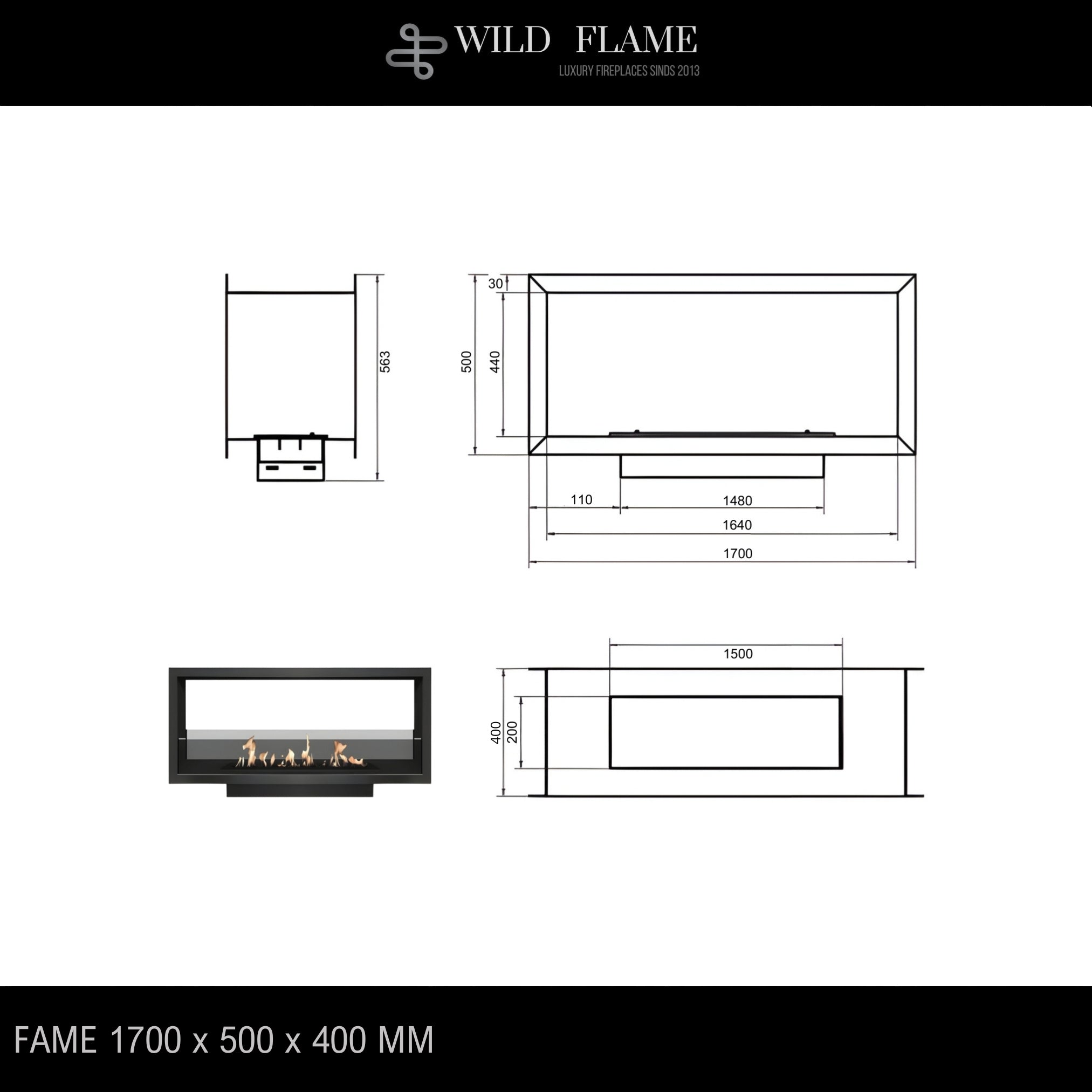 Fame See-Through Fireplace 170 cm