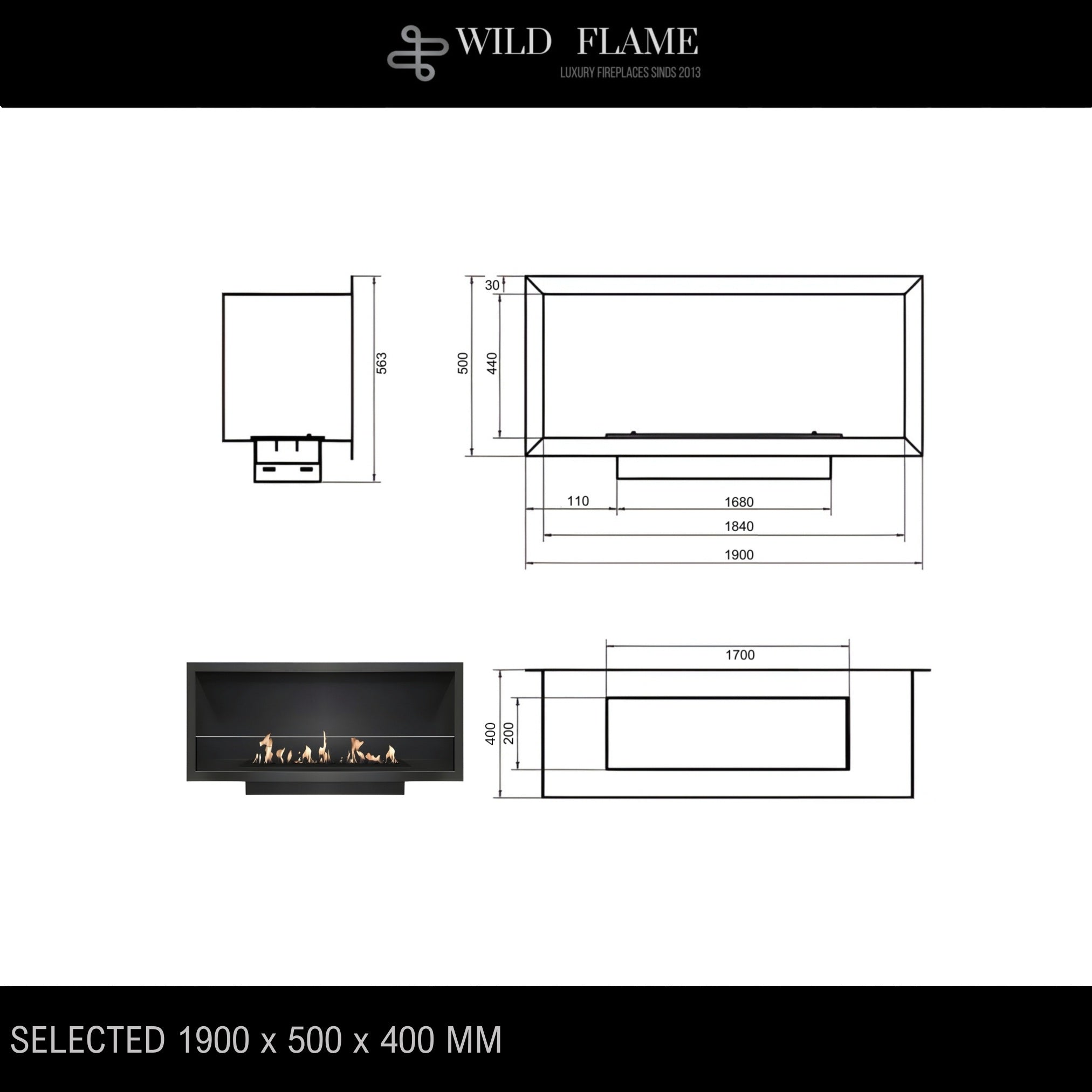 Selected Built-in Fireplace 190 cm