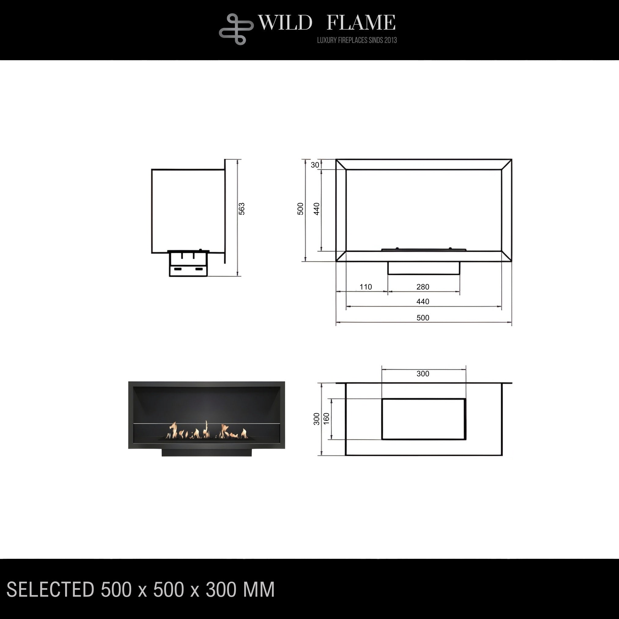 Selected Built-in Fireplace 50 cm