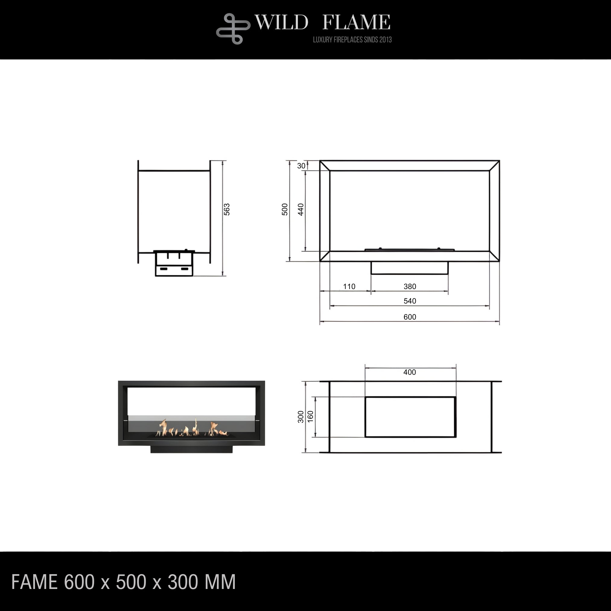 Fame See-Through Fireplace 60 cm