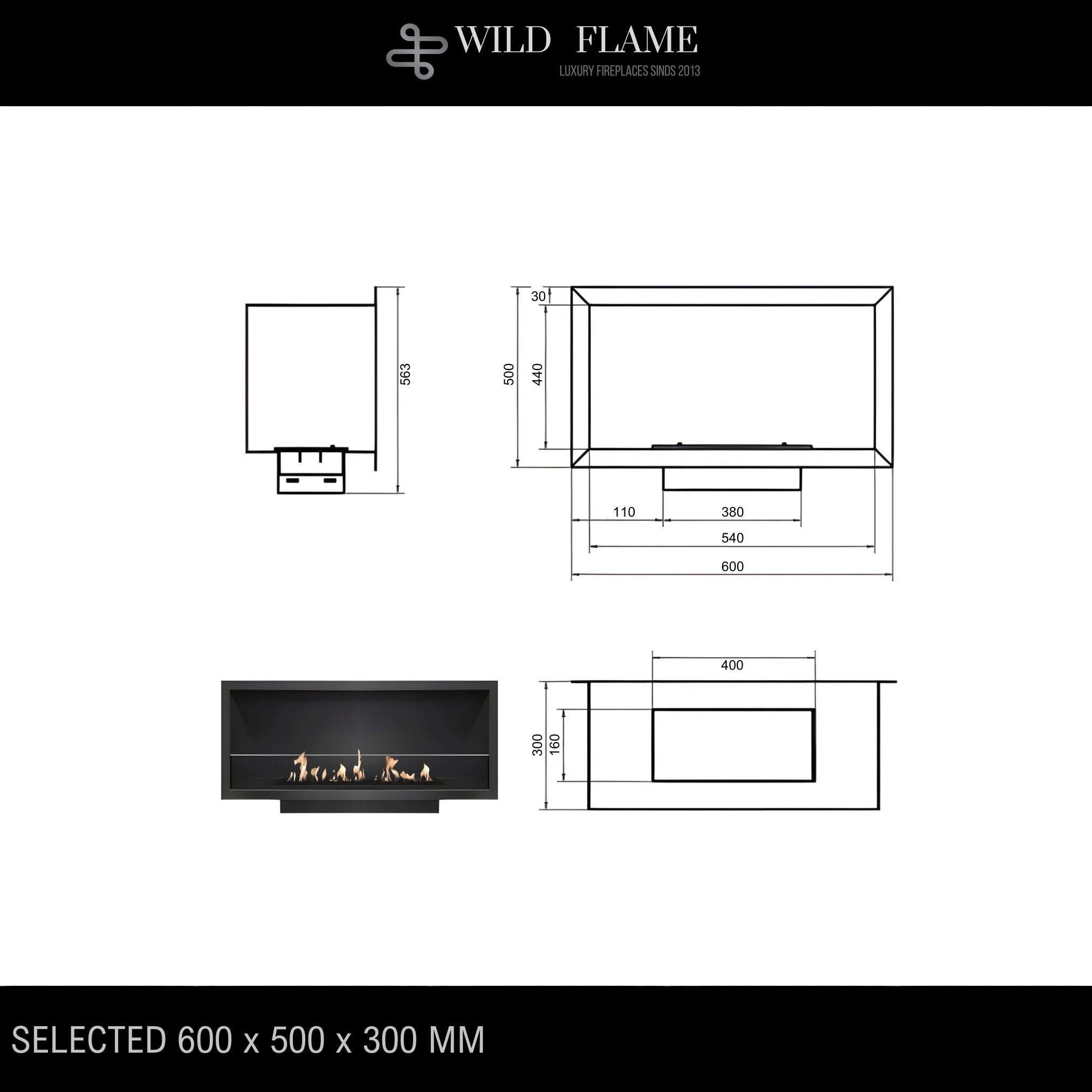 Selected Built-in Fireplace 60 cm