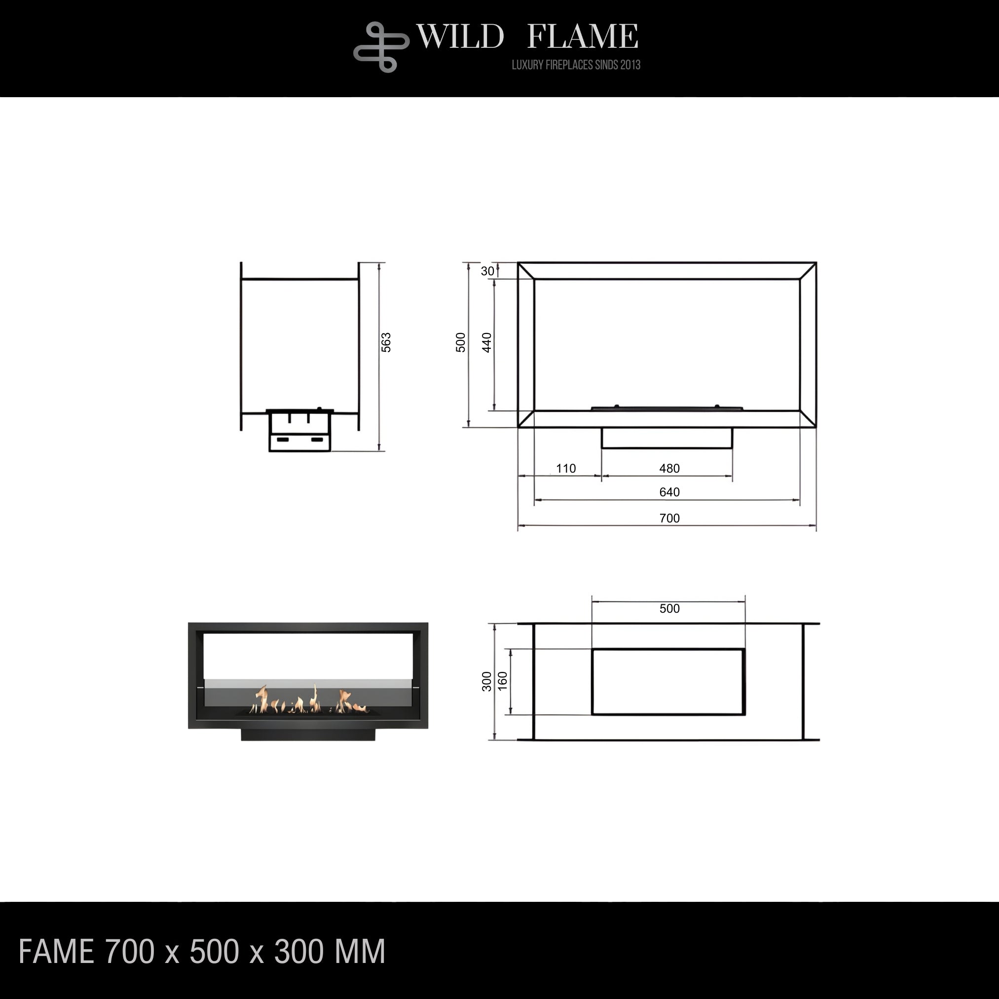 Fame See-Through Fireplace 70 cm