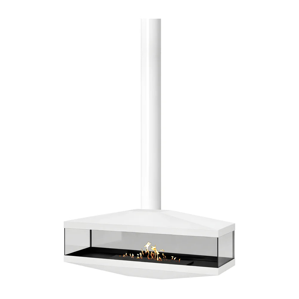 Aura Tube White See-Through Ceiling Fireplace 120 cm