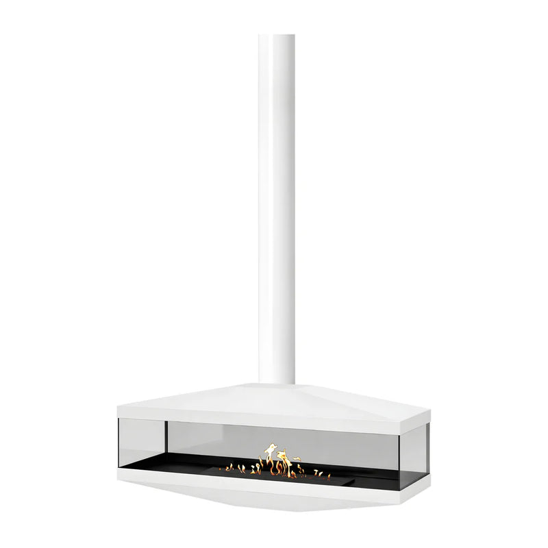 Aura Tube White See-Through Ceiling Fireplace 120 cm