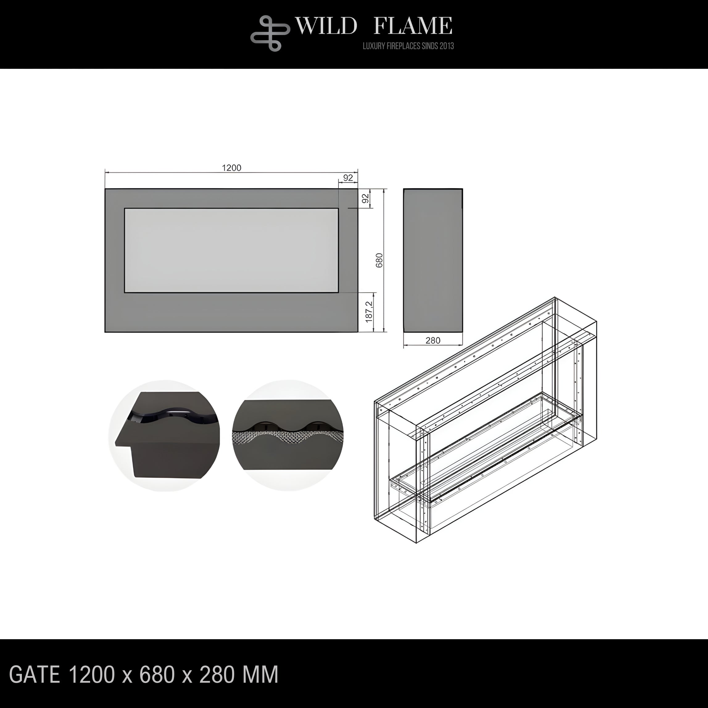 Gate Bio Ethanol Freestanding Fireplace 120 cm