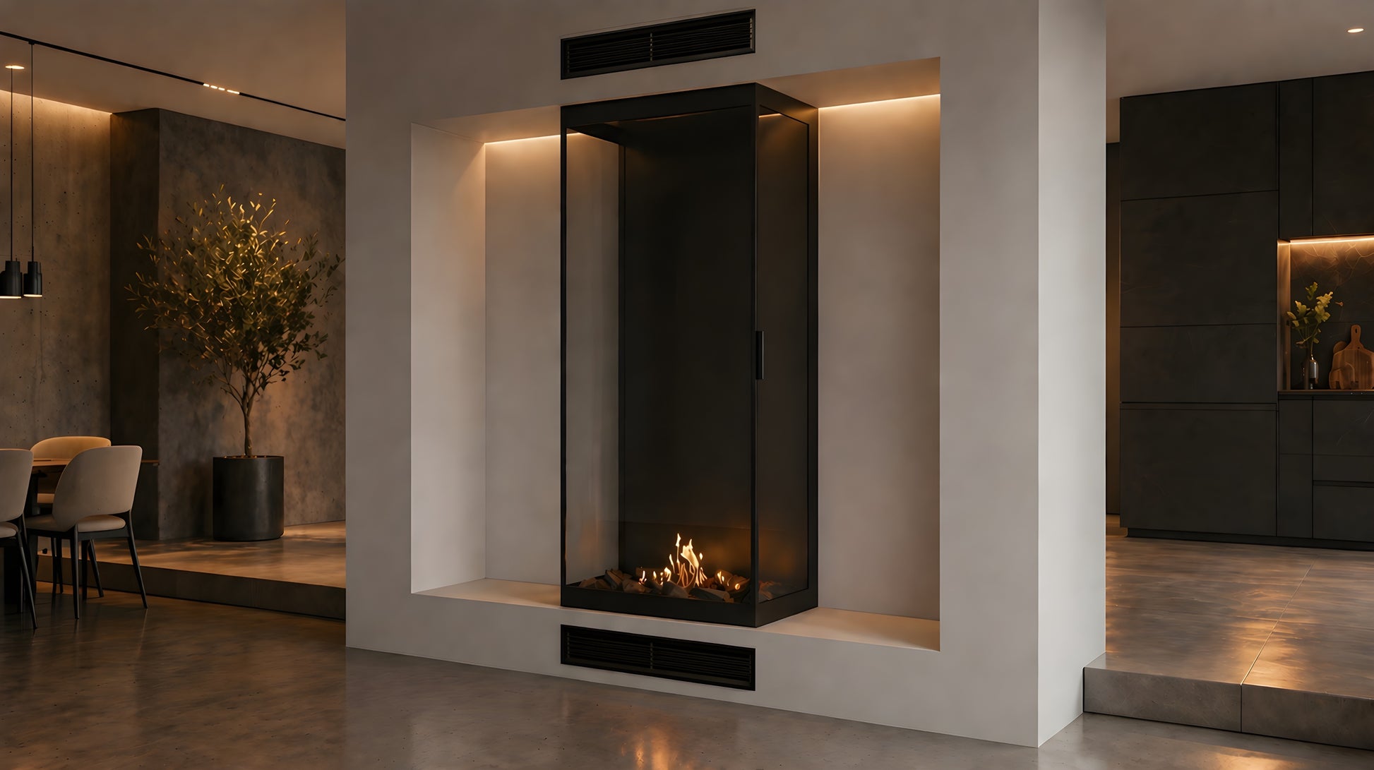 Made Three-Sided Vertical Room Divider Full Glass 70 x 120 cm