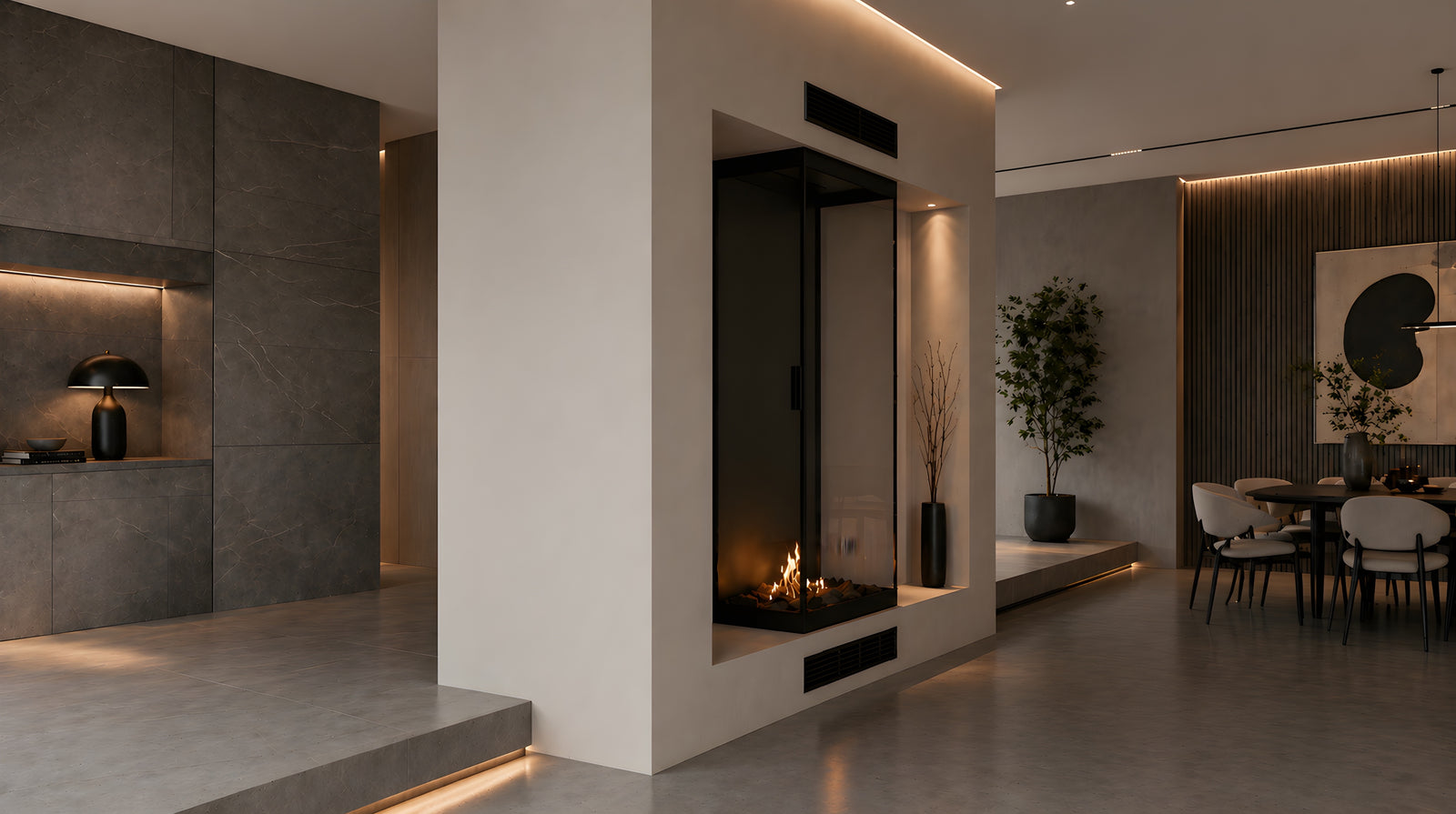 Made Three-Sided Vertical Room Divider Full Glass 80 x 100 cm