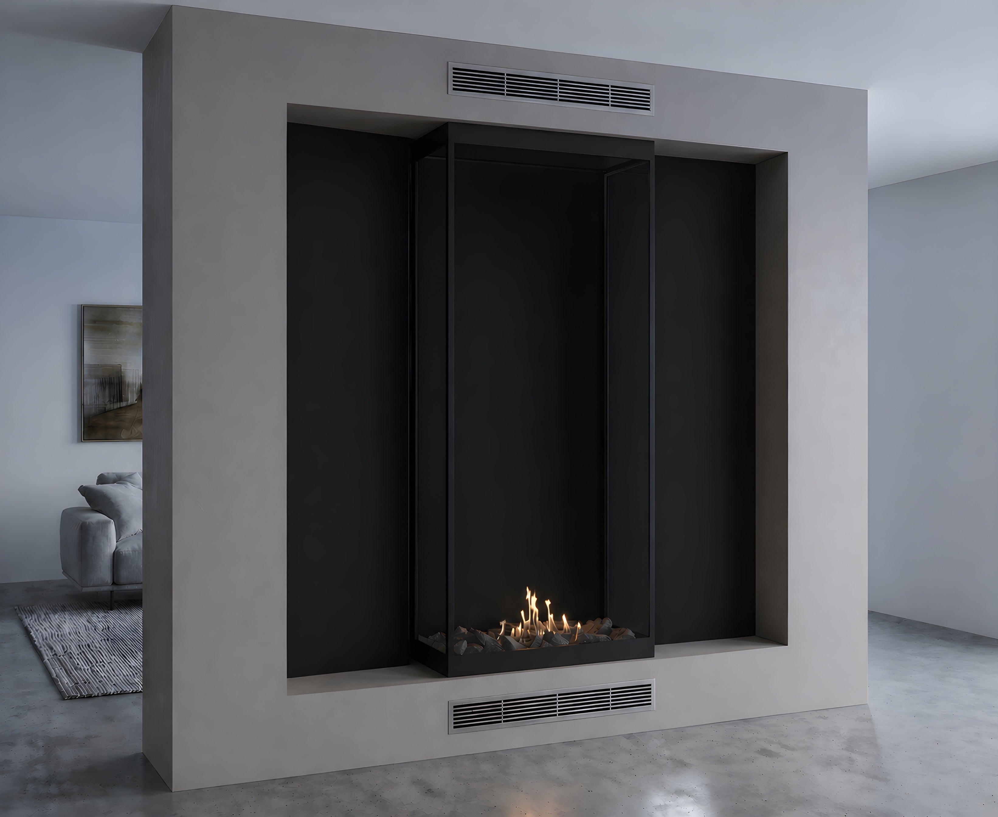 Image of Made Three-Sided Vertical Room Divider Full Glass 70 x 120 cm