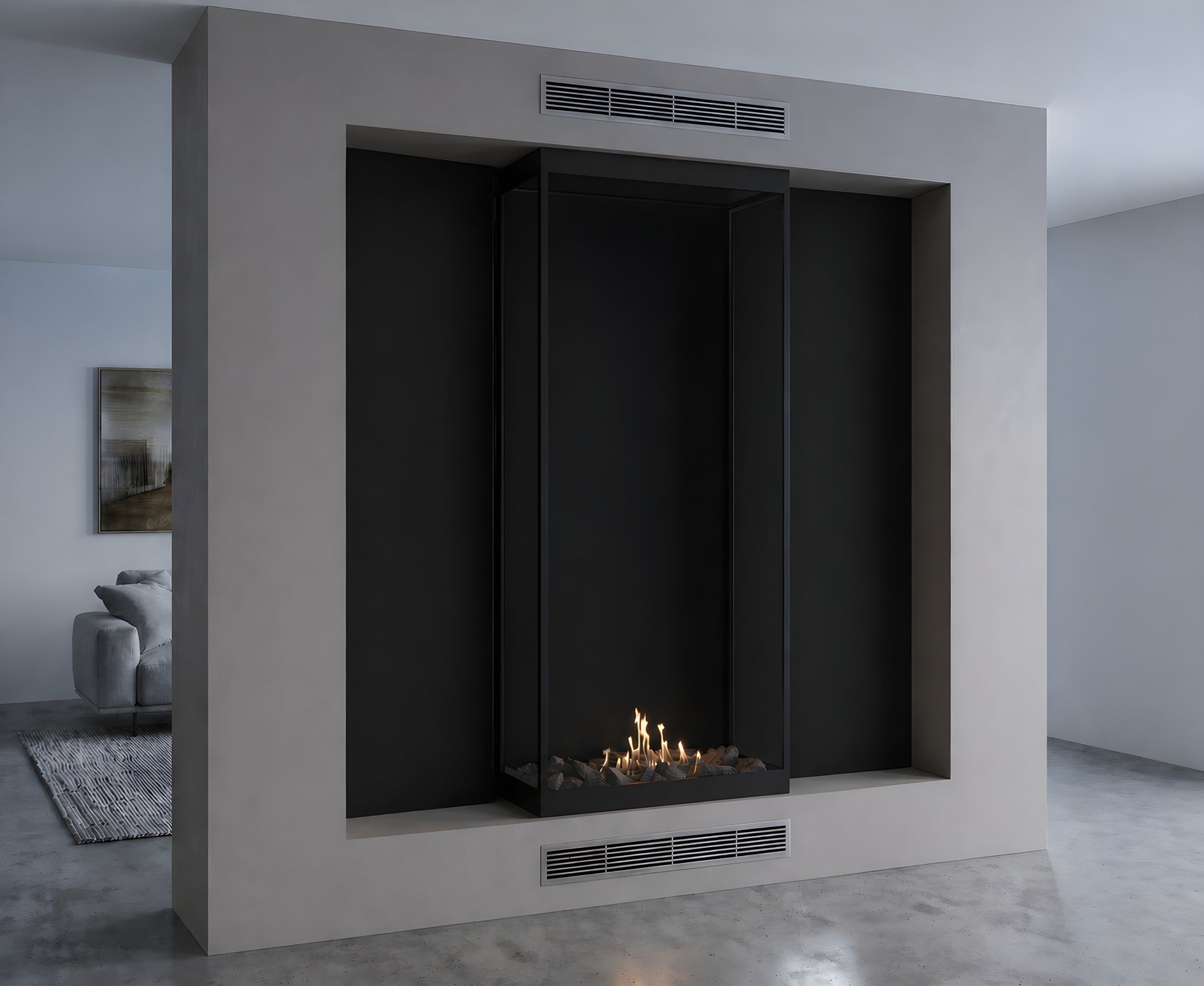 Made Three-Sided Vertical Room Divider Full Glass 70 x 120 cm