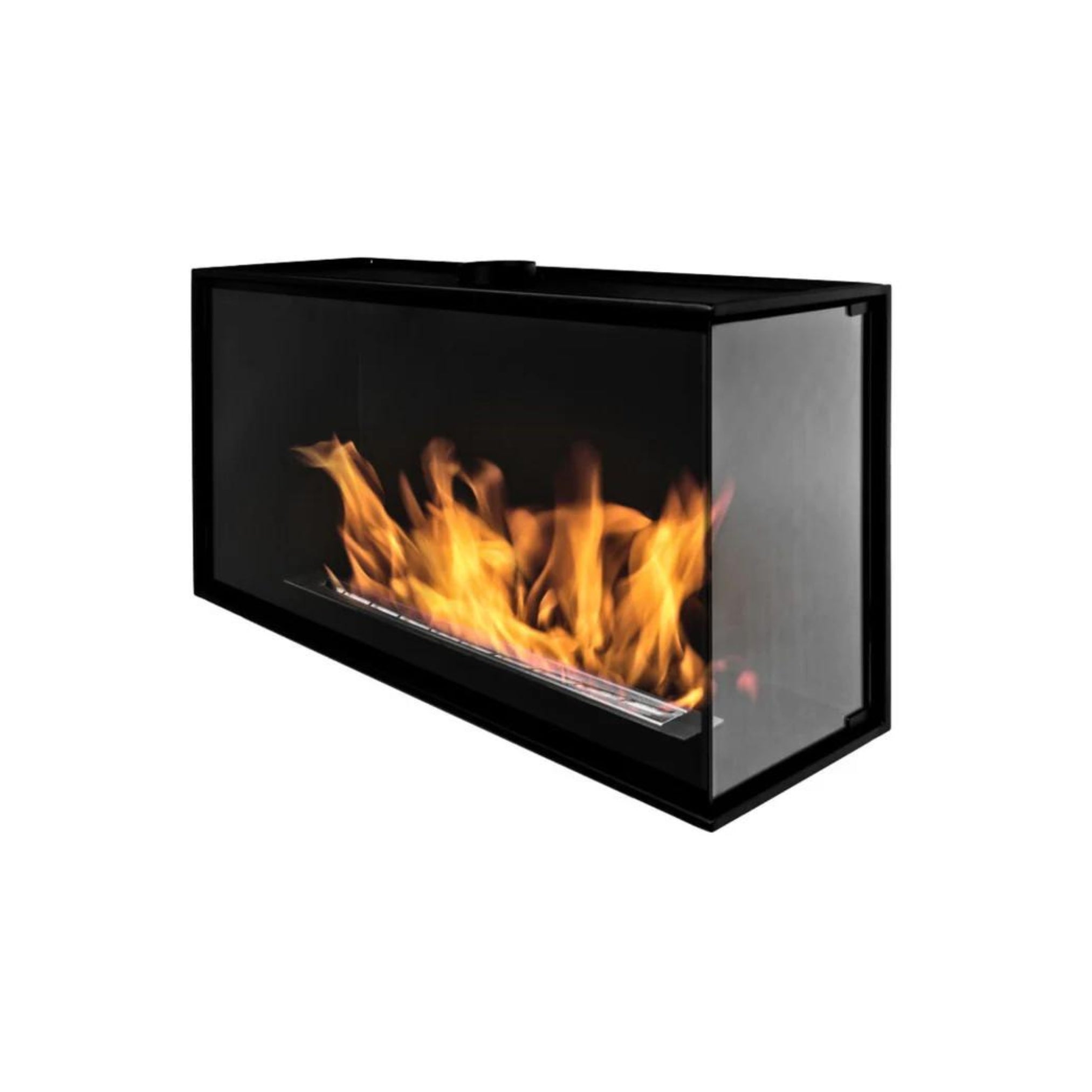 Built-in Corner Full Glass Fireplace Right 100 cm